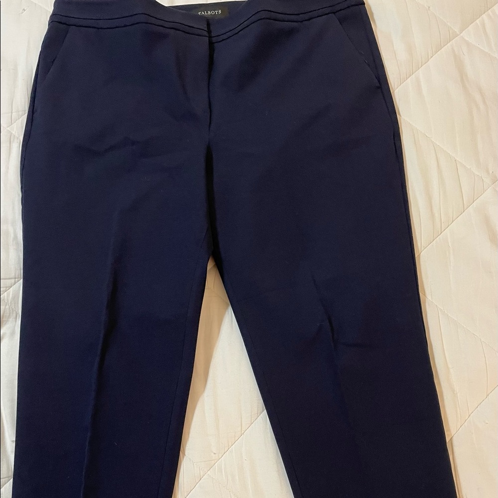 Navy blue ankle length slacks